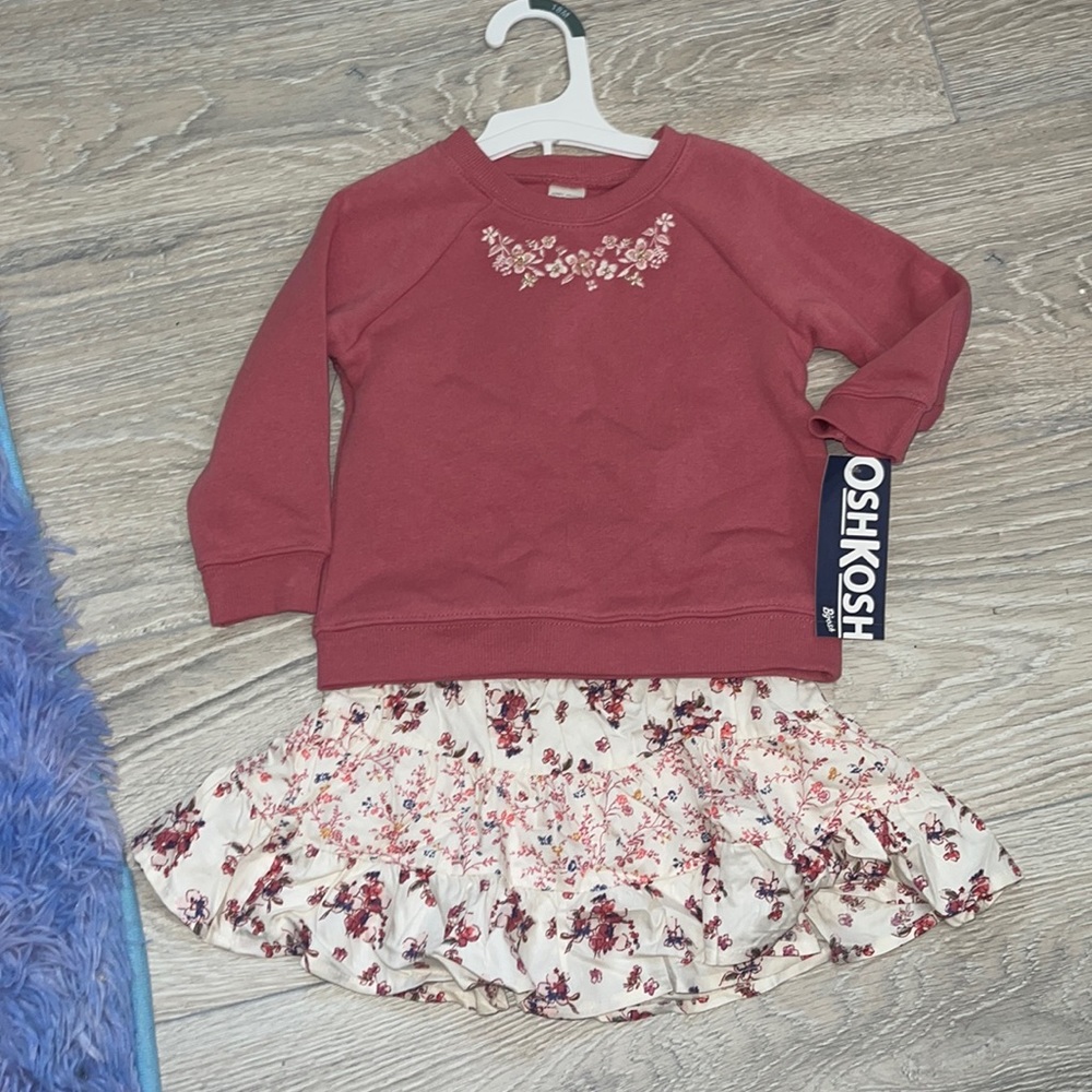 Oshkosh B’gosh Fall Sweater Floral Skirt Set toddler girls size 18 months NWT